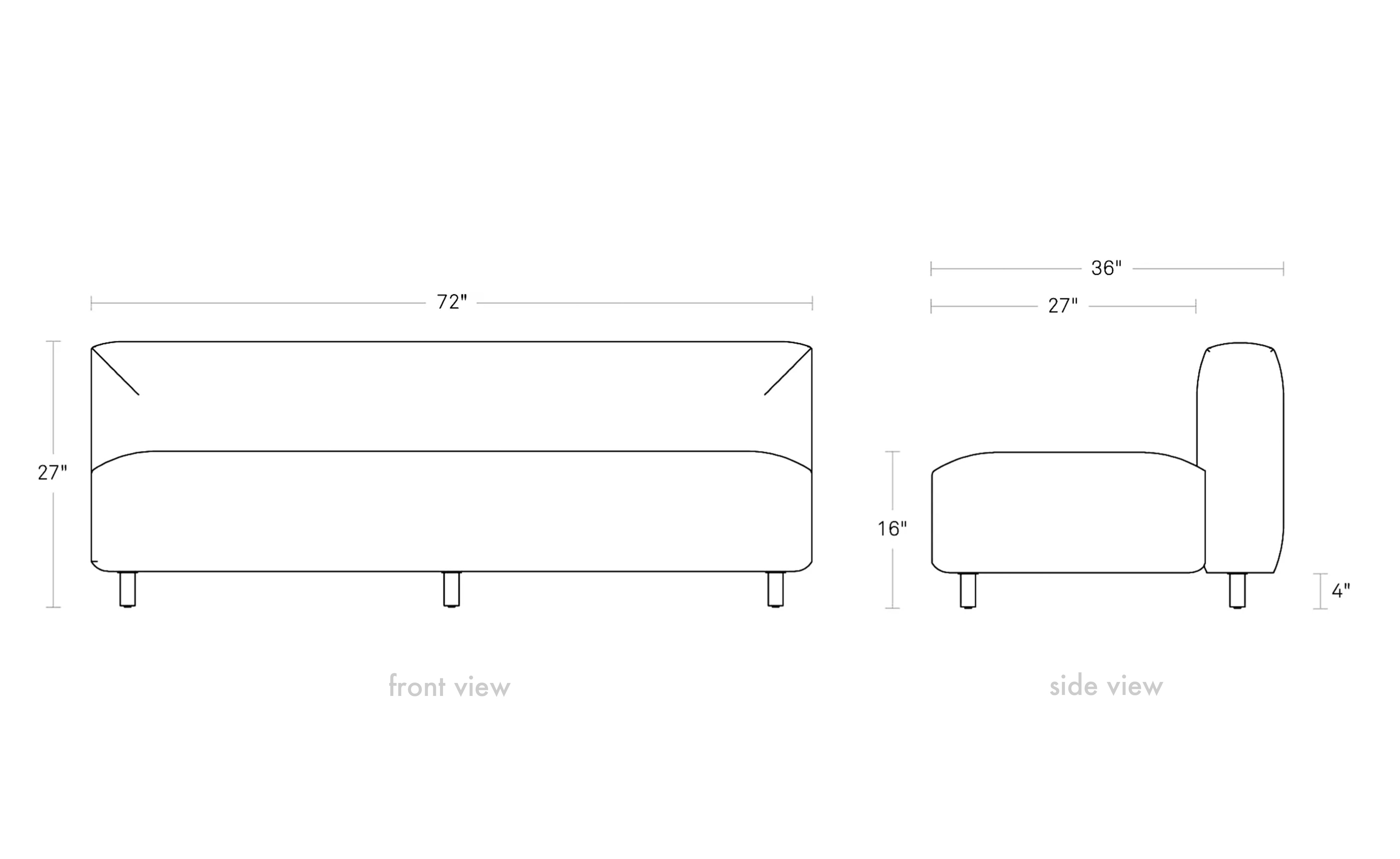 9 yard outdoor 72" armless sofa
