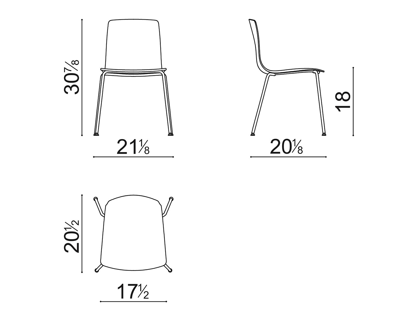 aava 02 polypropylene chair with 4 leg base