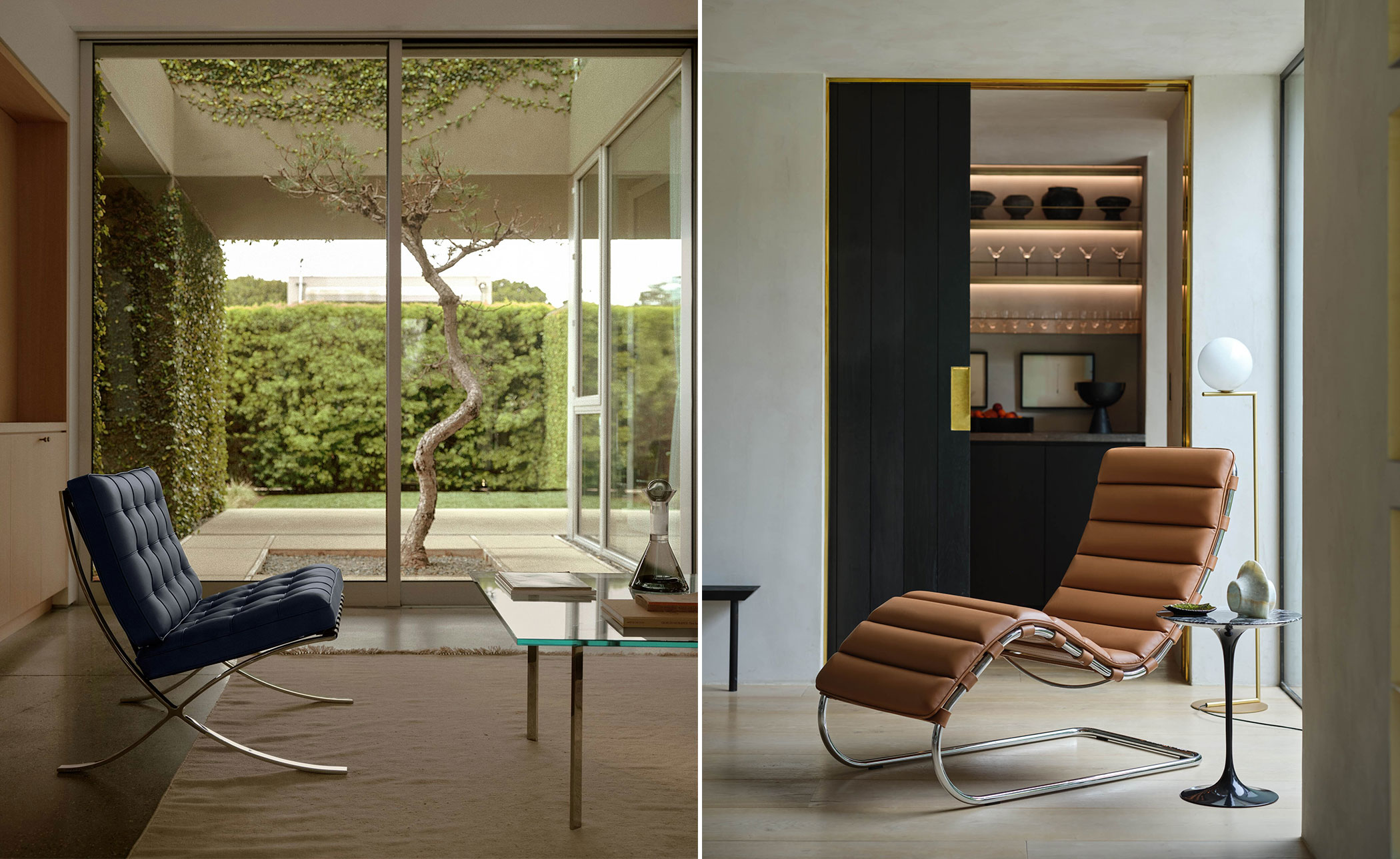 knoll barcelona chair chrome plated