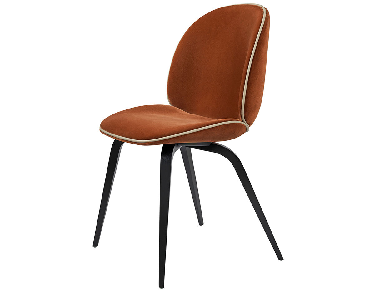 beetle upholstered dining chair with wood base