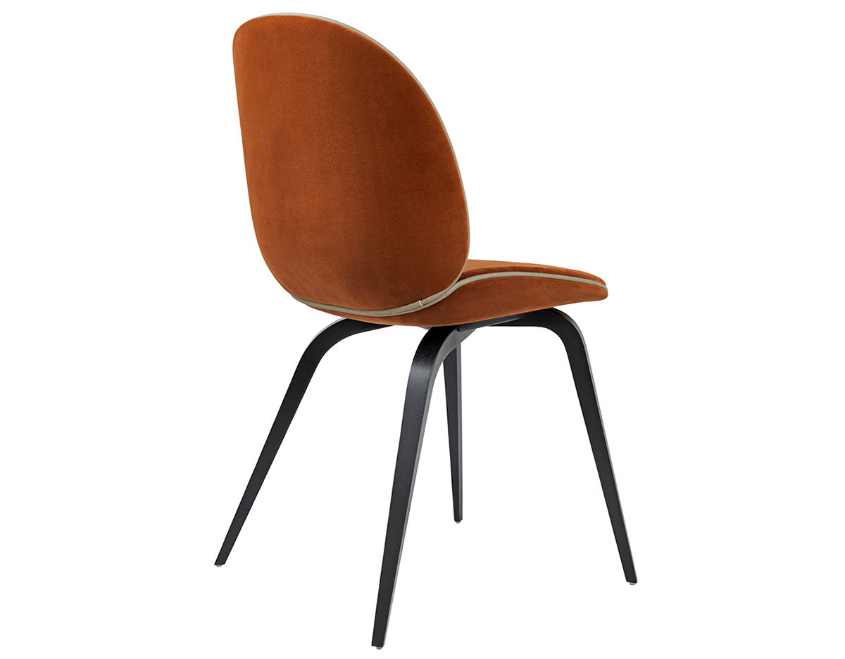 beetle upholstered dining chair with wood base