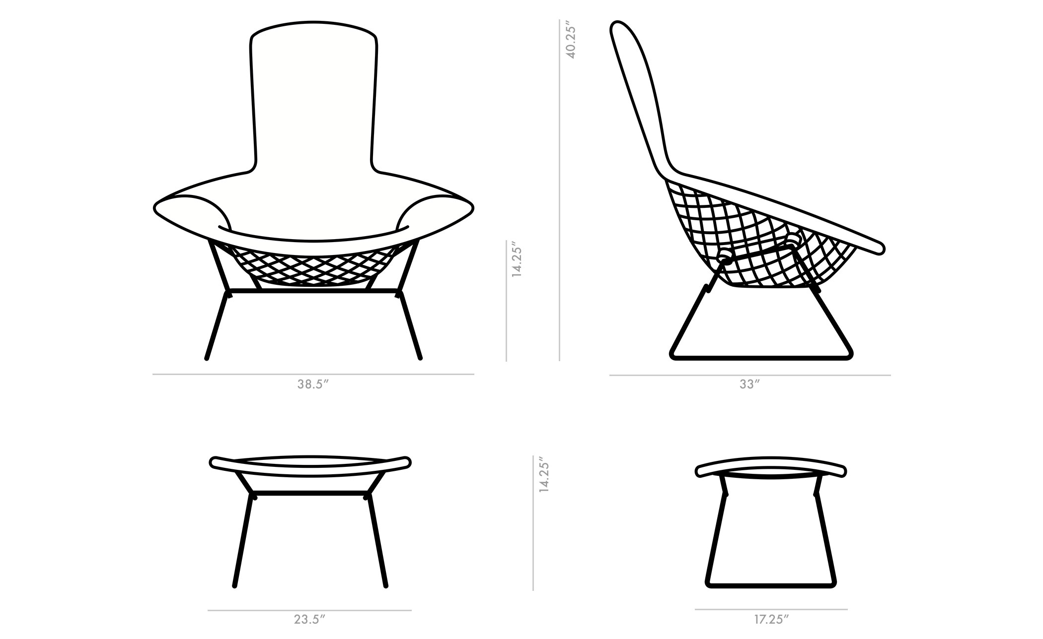 bertoia bird chair & ottoman