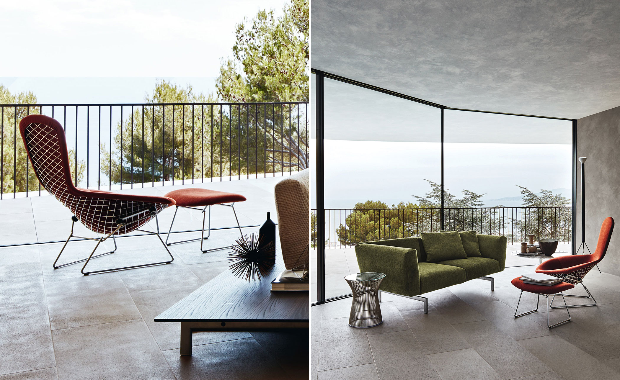 bertoia bird chair & ottoman