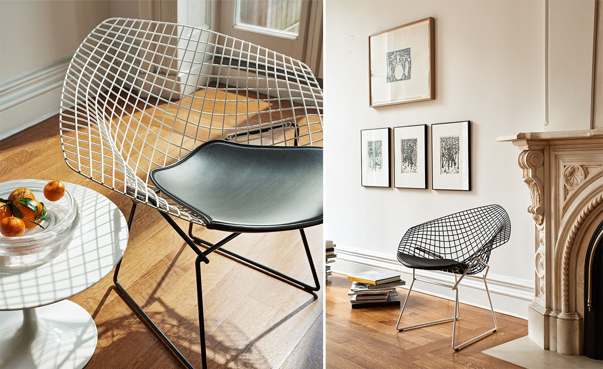 bertoia small diamond chair with seat cushion