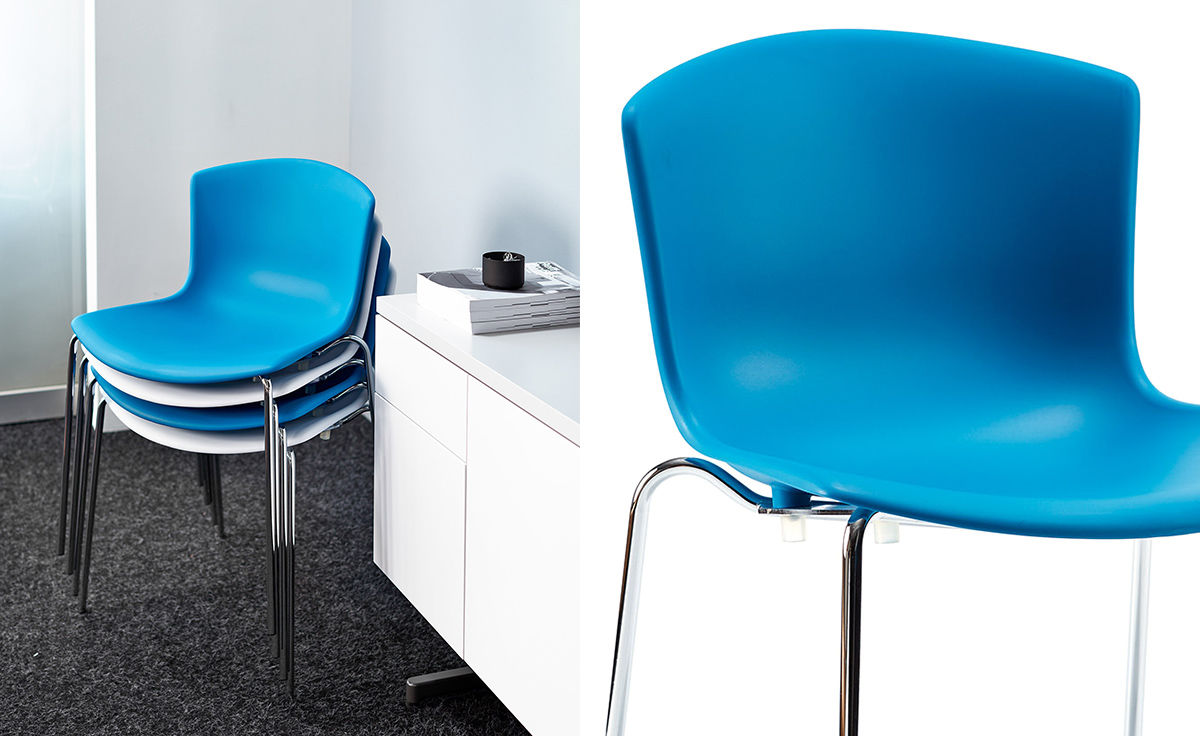 bertoia molded shell side chair with stacking base