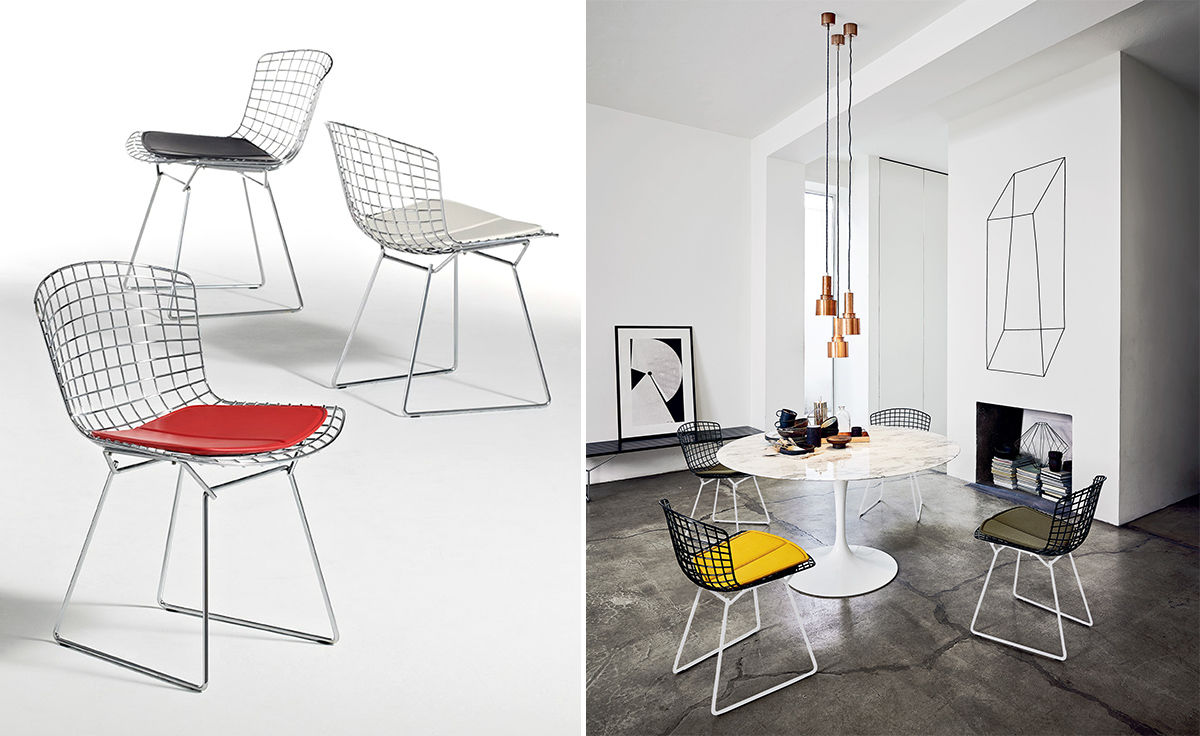 bertoia side chair with seat cushion