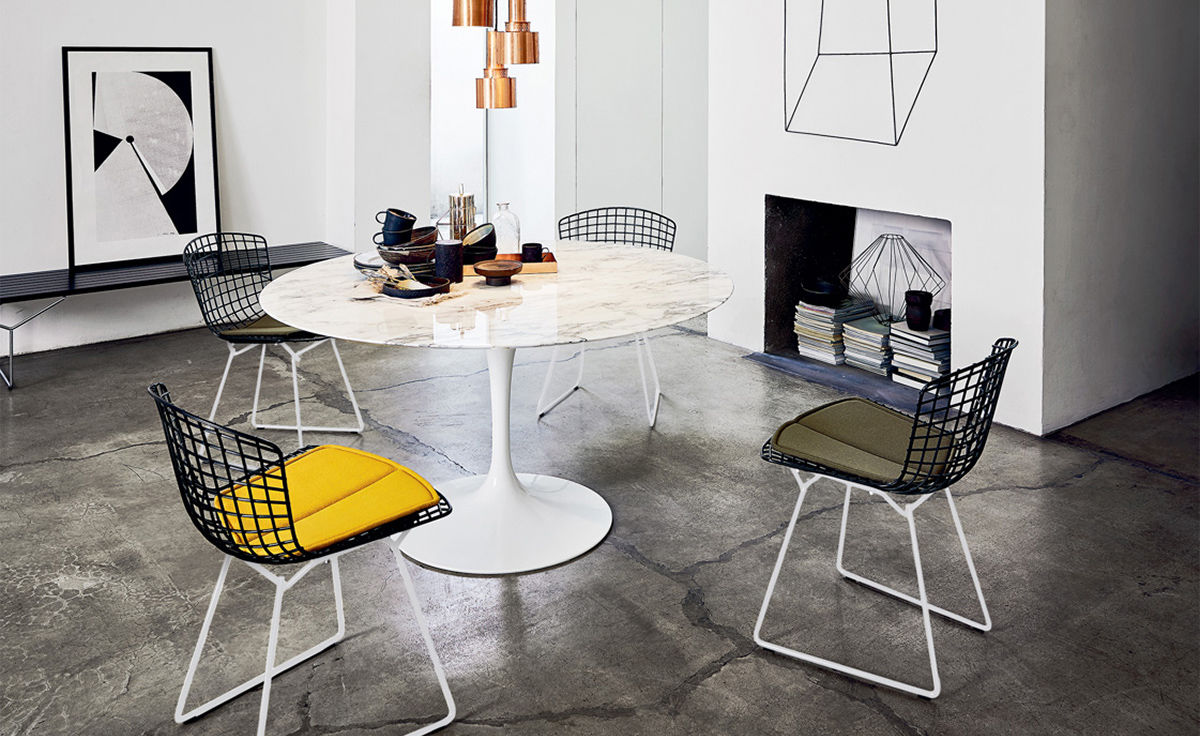bertoia two tone side chair with seat cushion