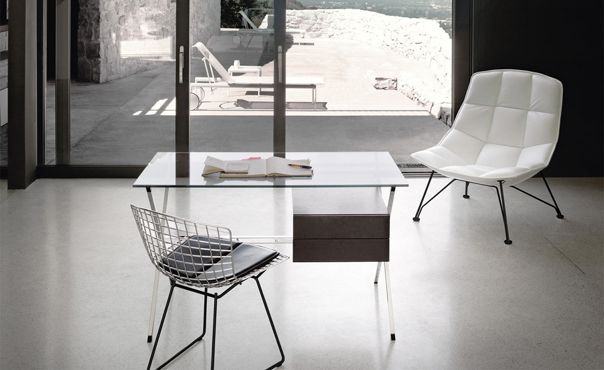 bertoia two tone side chair with seat cushion