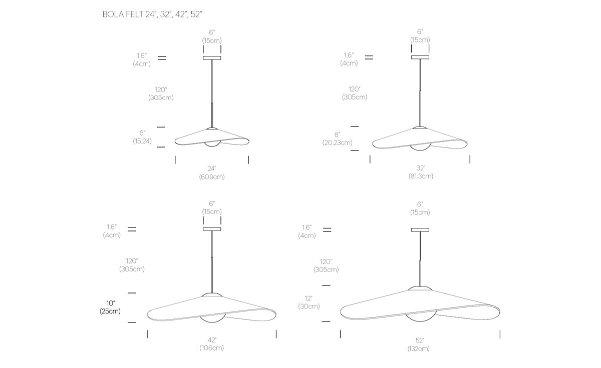 bola felt suspension lamp