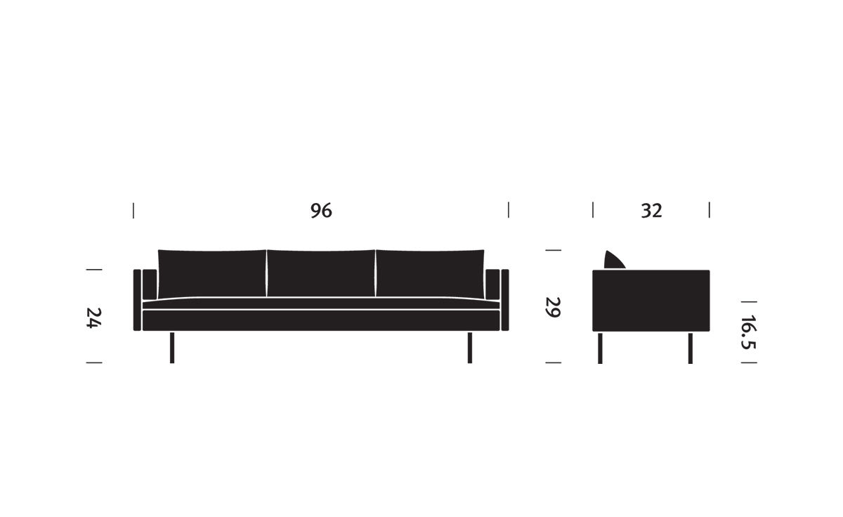 bolster 3 seat sofa