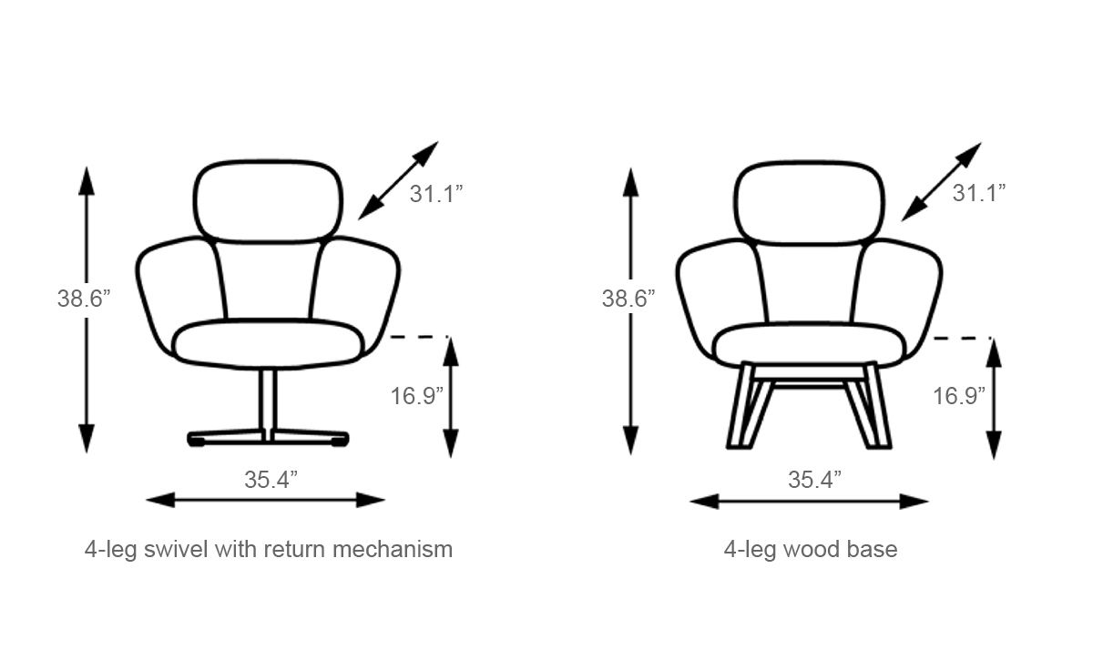 bras highback swivel base lounge chair