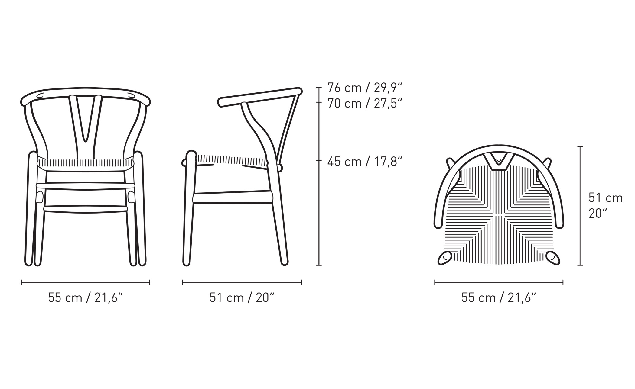ch24 wishbone chair -  wood