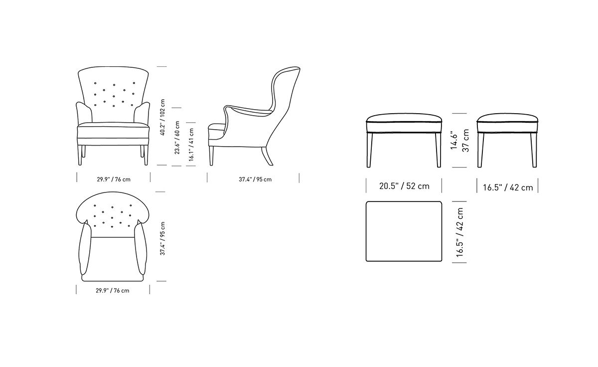 fh419 heritage lounge chair & ottoman
