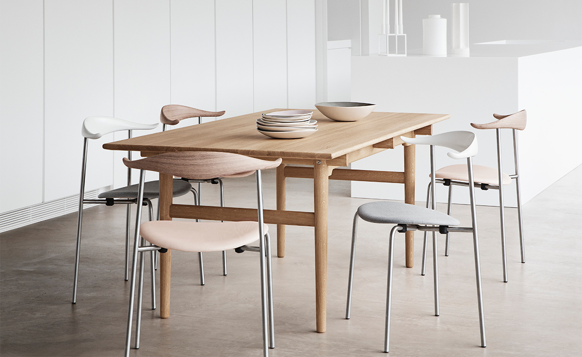 hans wegner ch88p stacking chair with upholstered seat