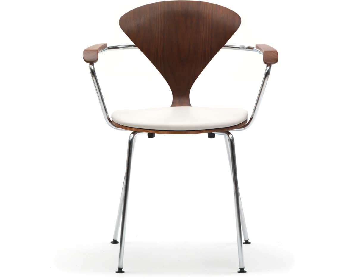 cherner metal leg arm chair with upholstered seat