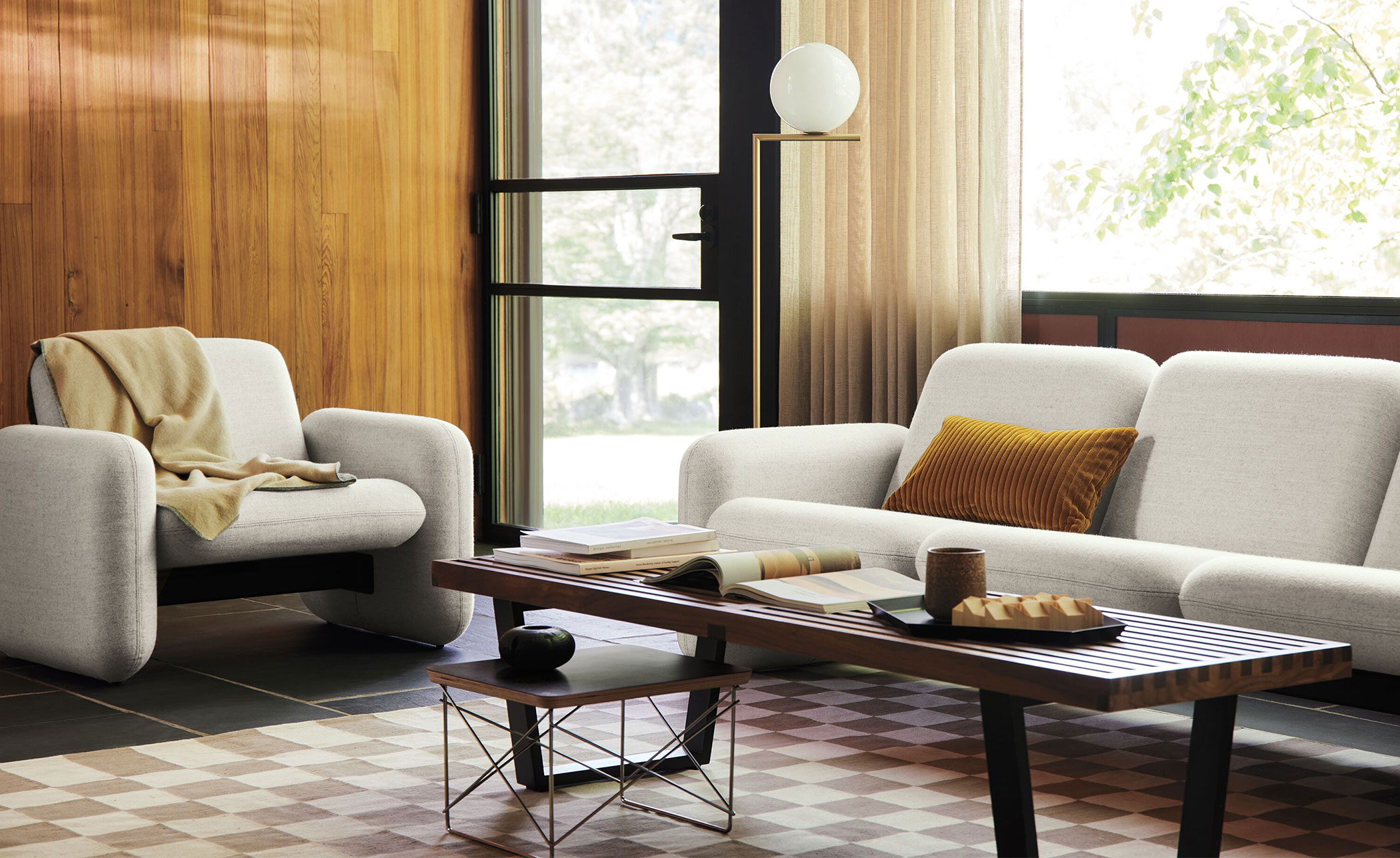 ray wilkes three seat chiclet sofa