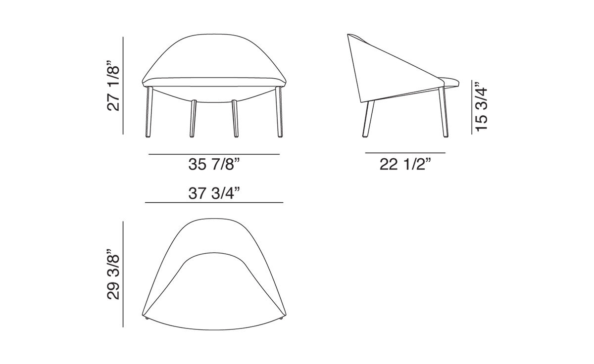 colina lounge chair with 4 leg base