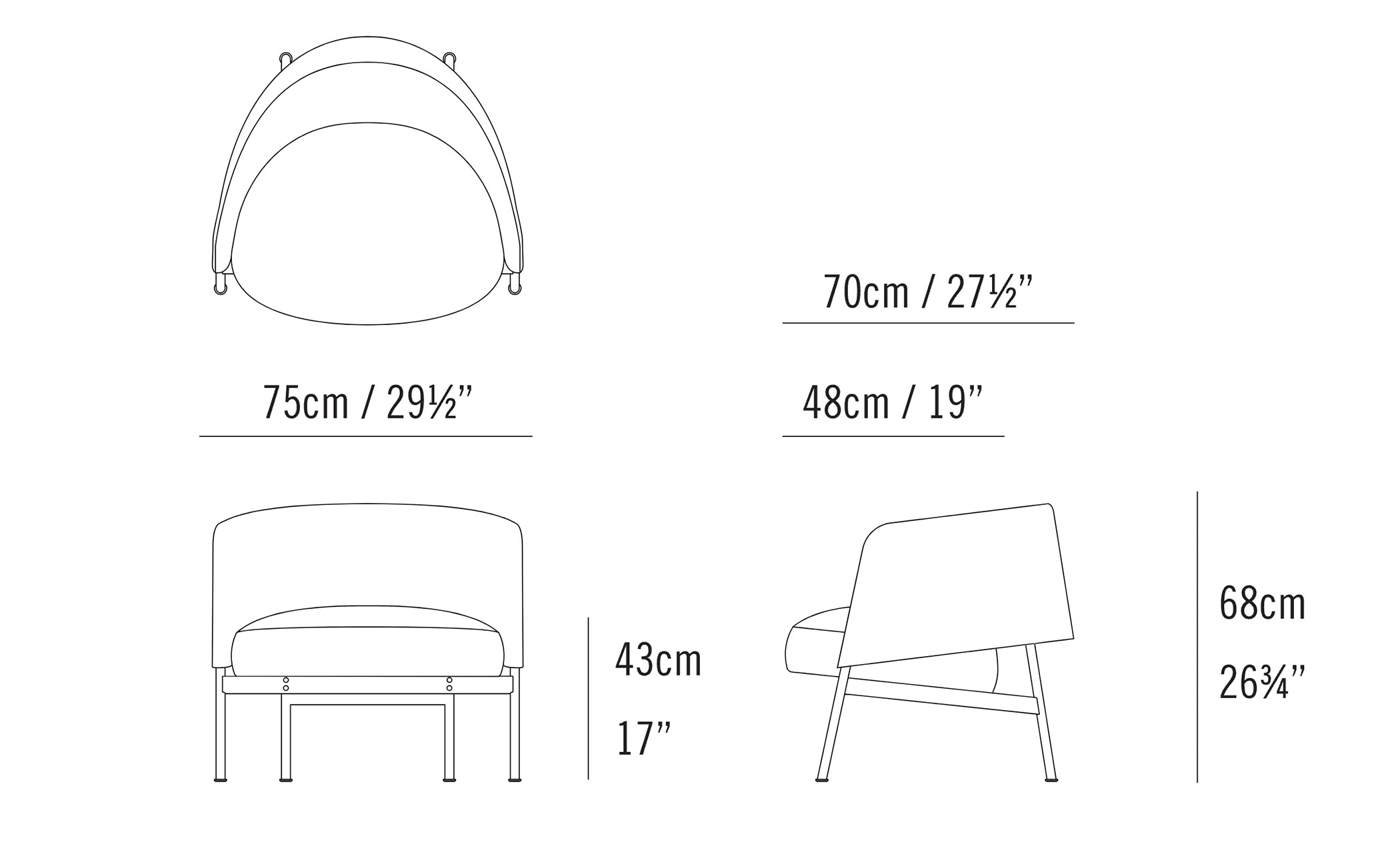 Collar Lounge Chair with metal base