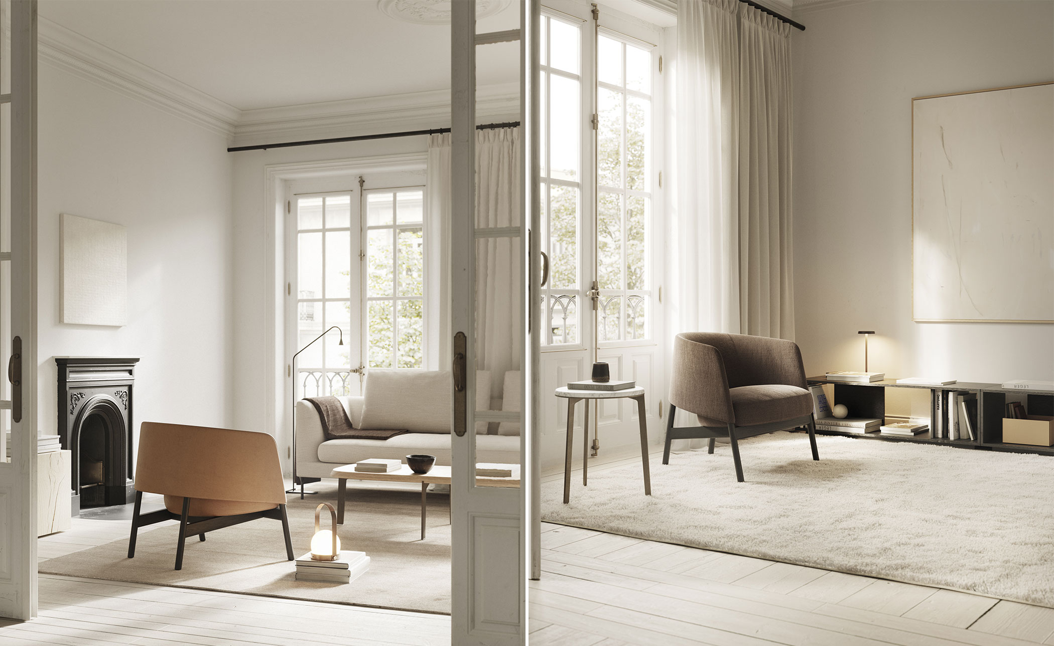 Collar Lounge Chair with wood base