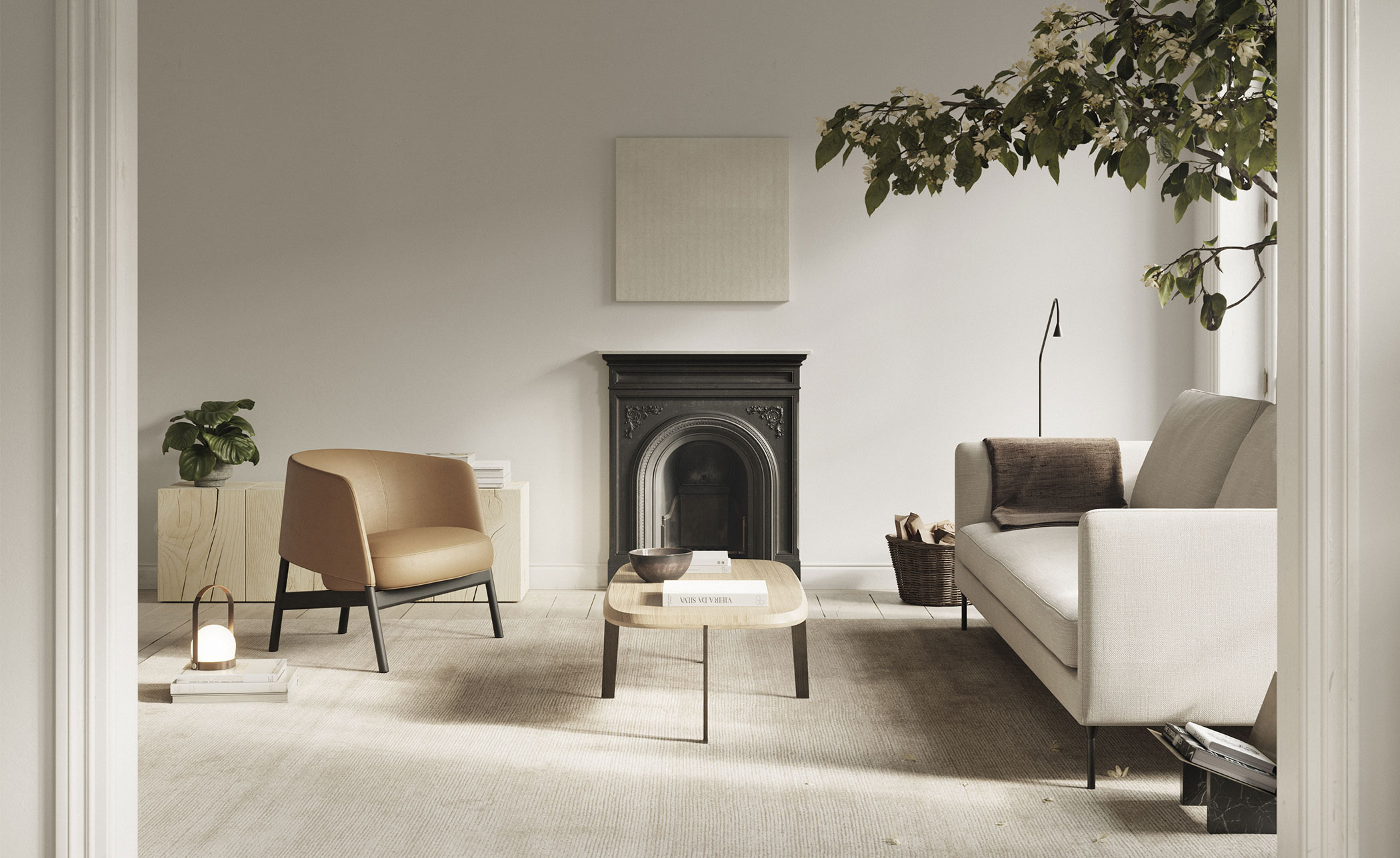 Collar Lounge Chair with wood base