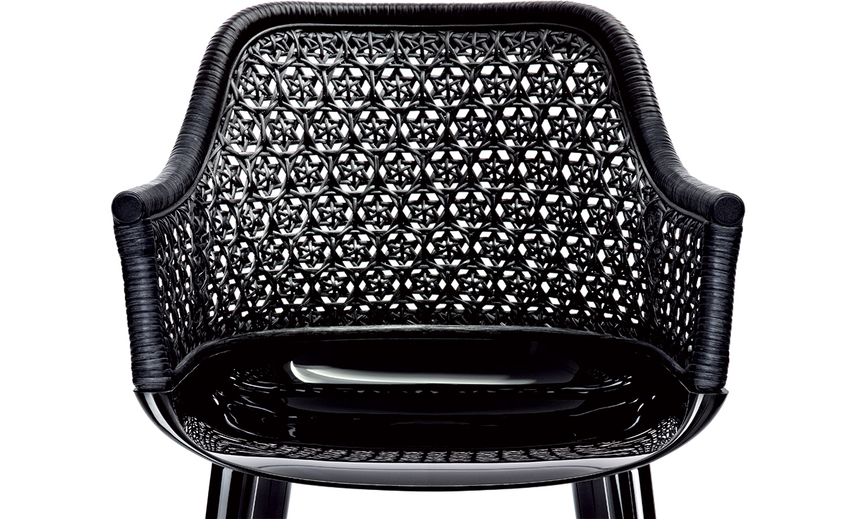 magis cyborg elegant armchair with wicker back