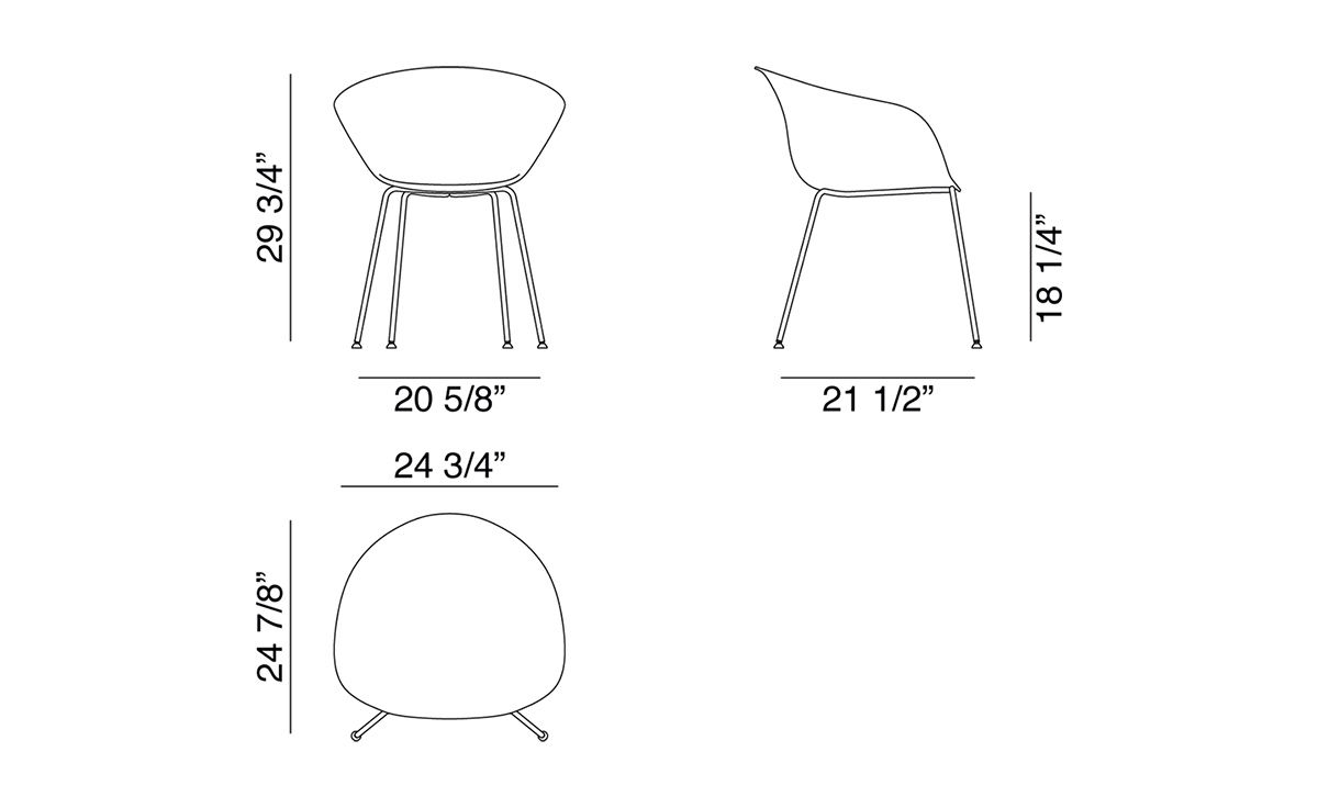 duna 02 four leg chair fully upholstered