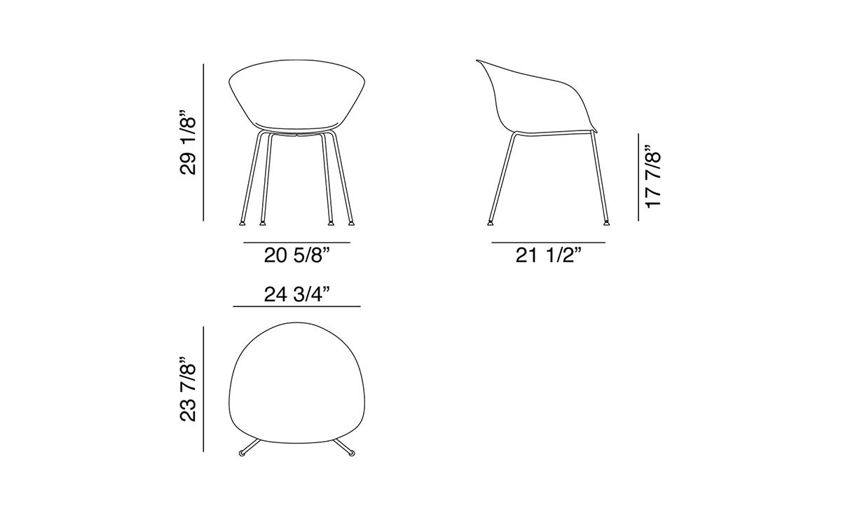 duna 02 four leg chair with seat cushion
