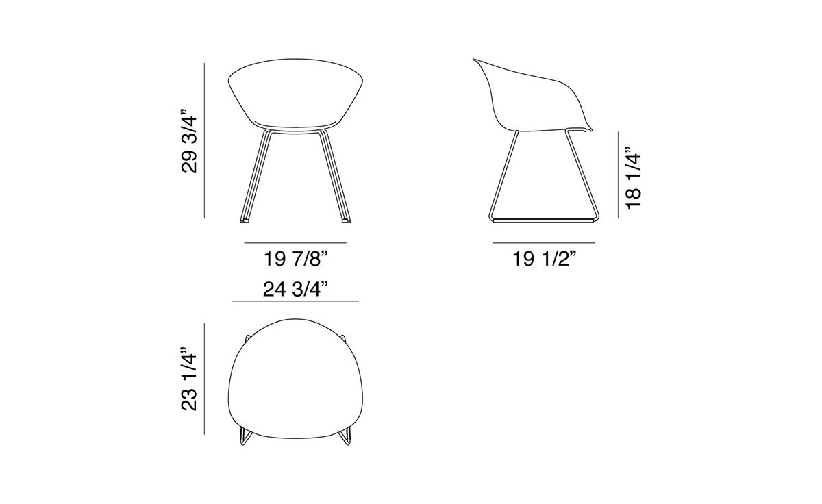 duna 02 sled base chair with front upholstery