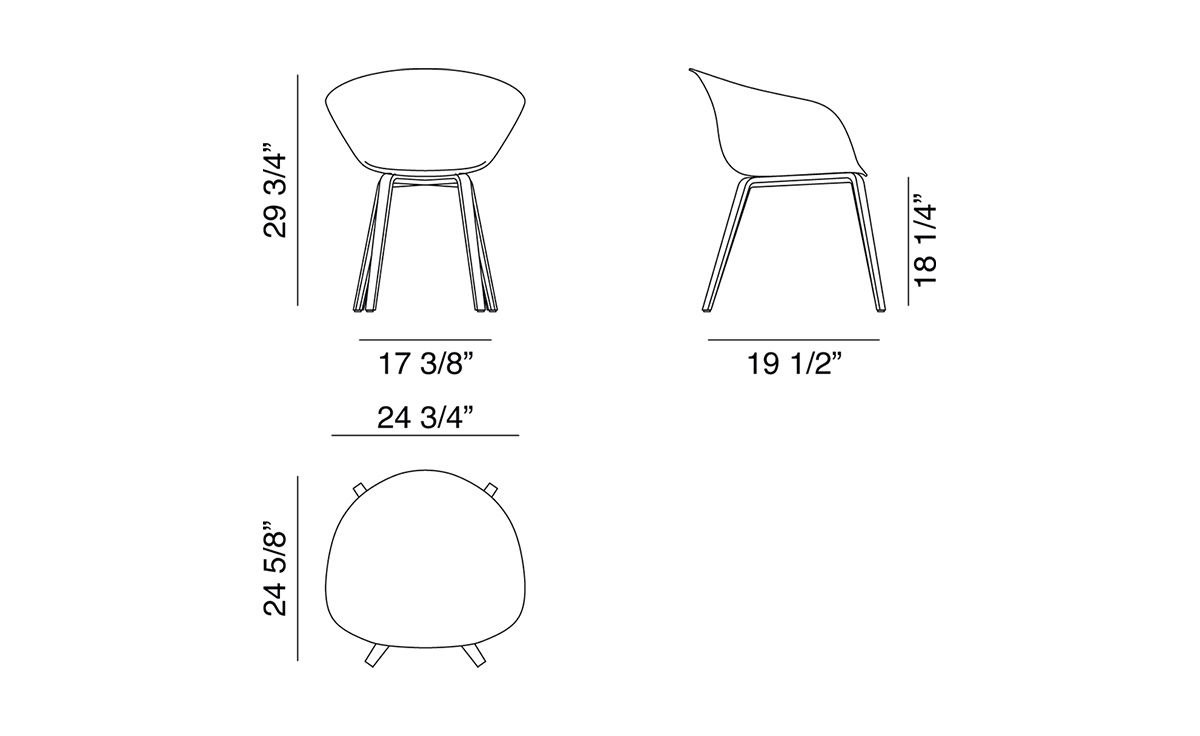 duna 02 wood leg chair with front upholstery