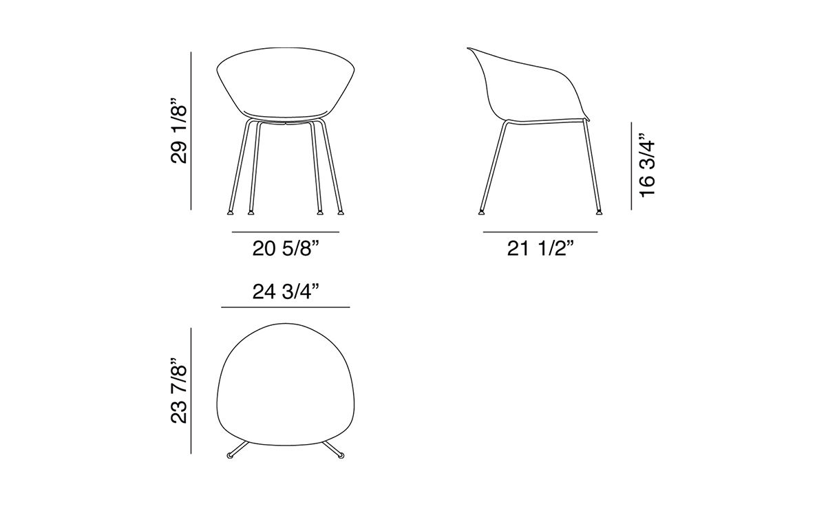 duna 02 polypropylene chair with 4 leg base