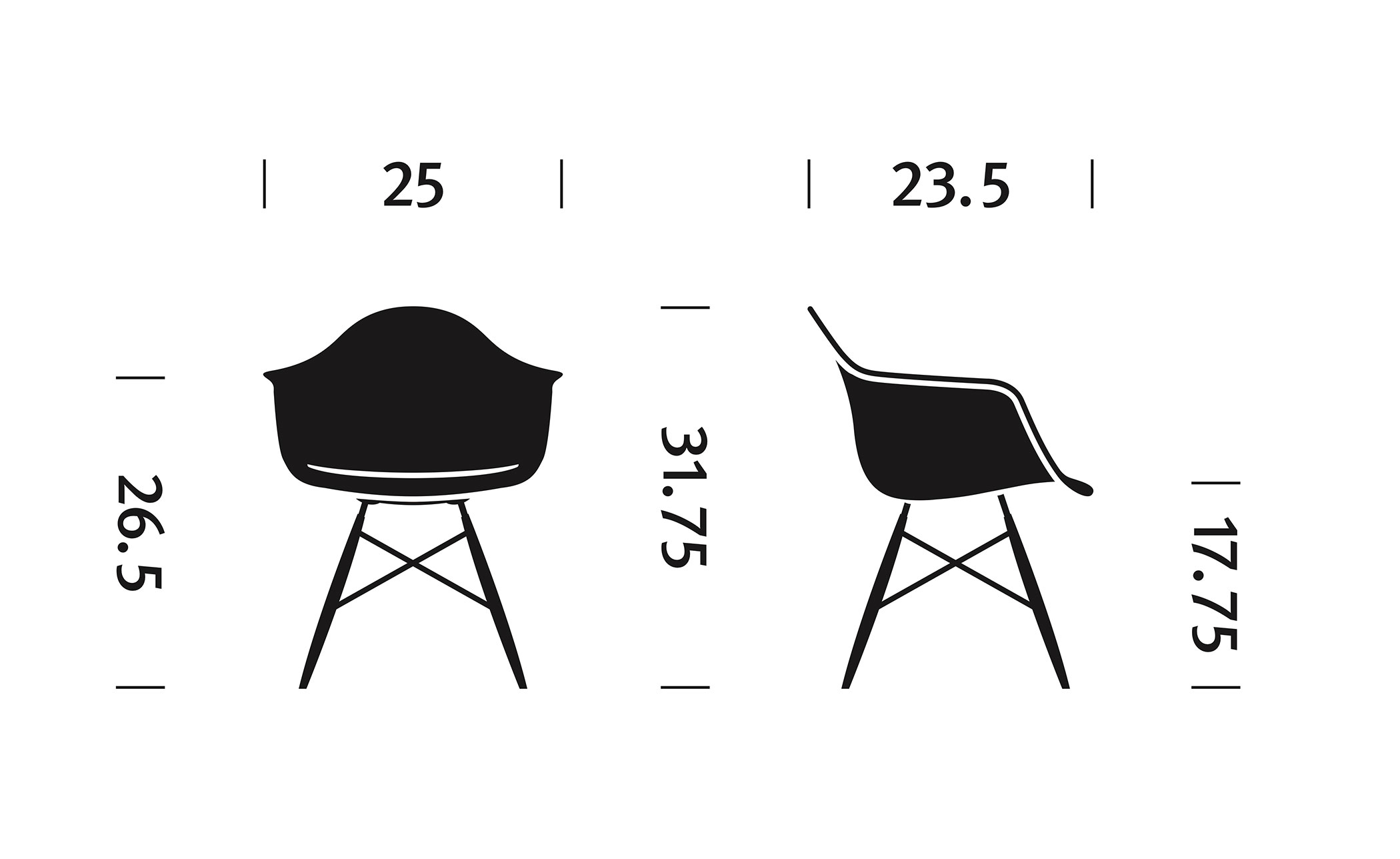 eames® dowel base armchair with seat pad