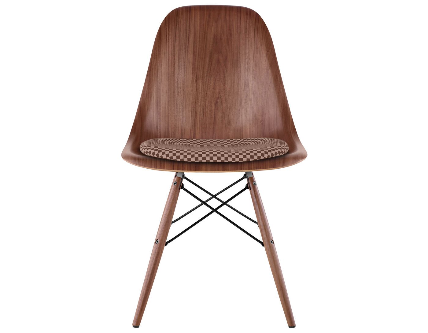 eames dowel base wood side chair with seat pad