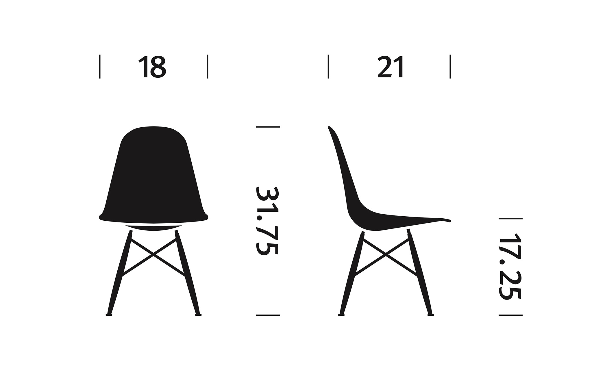 eames&reg; dowel base wood side chair with seat pad