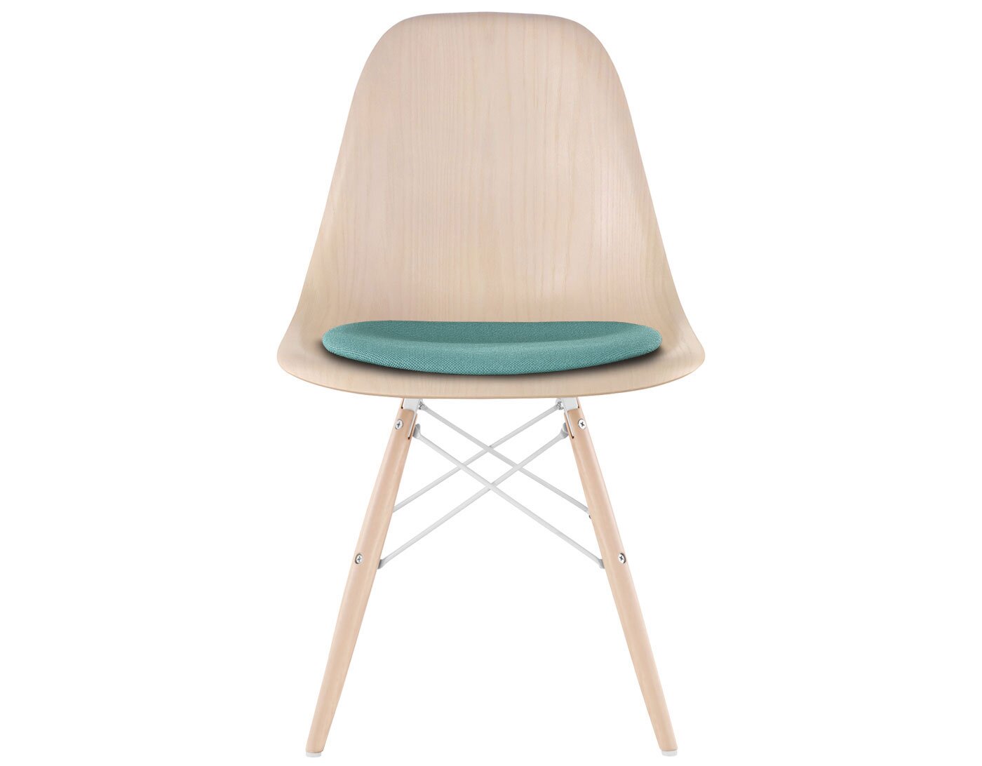 eames dowel base wood side chair with seat pad