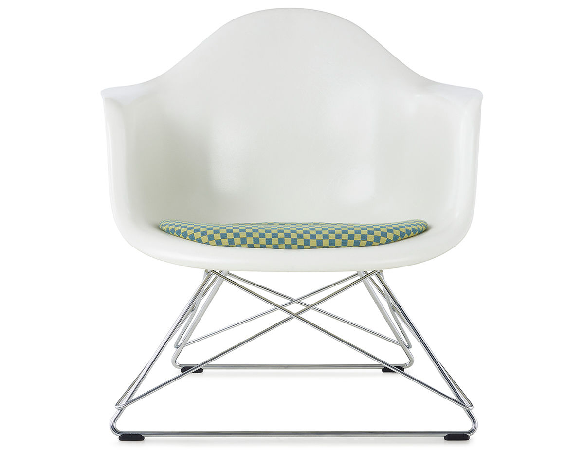 eames&reg; molded armchair with low wire base and seat pad
