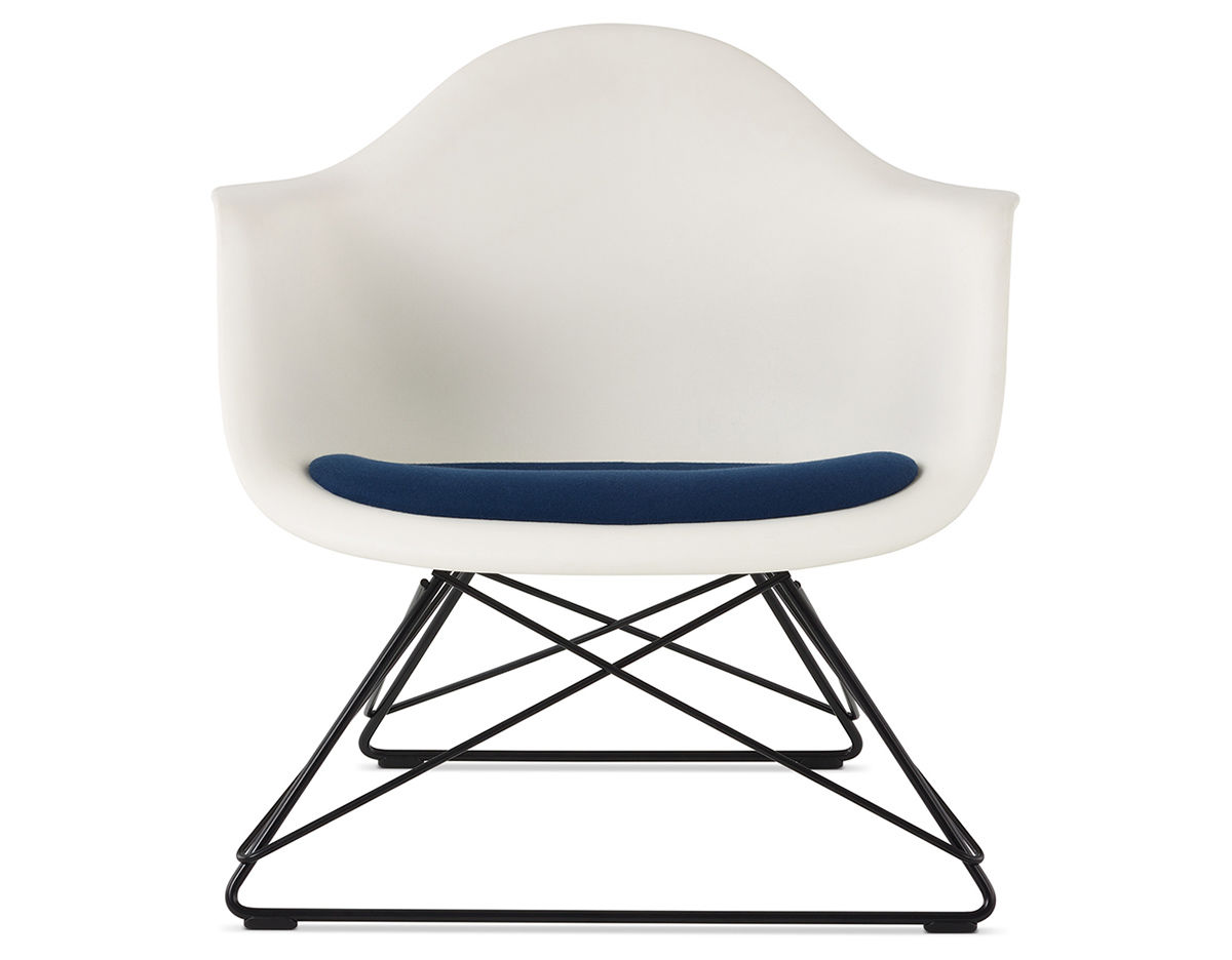 eames&reg; molded armchair with low wire base and seat pad