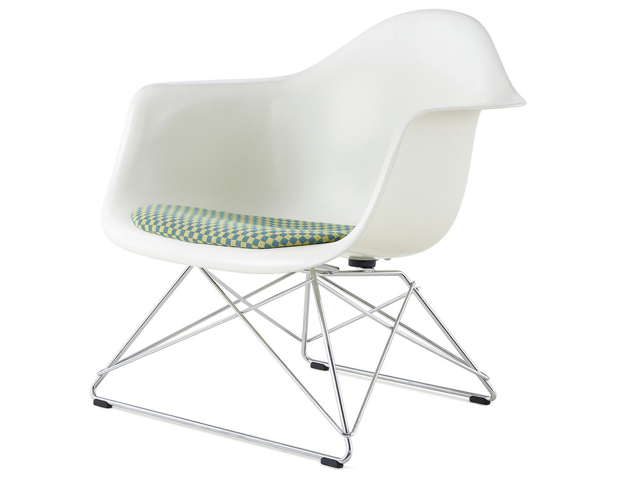 eames&reg; molded armchair with low wire base and seat pad