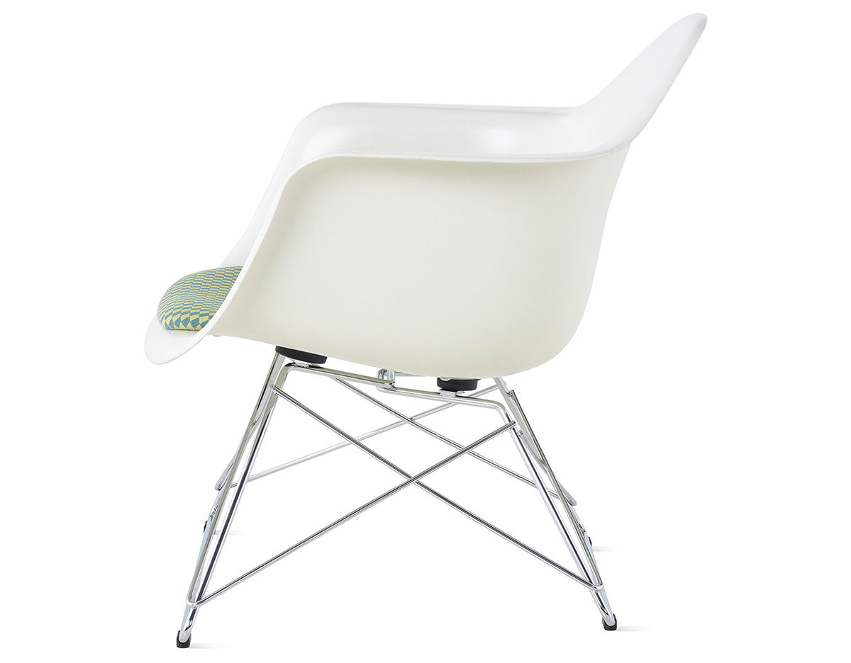 eames&reg; molded armchair with low wire base and seat pad
