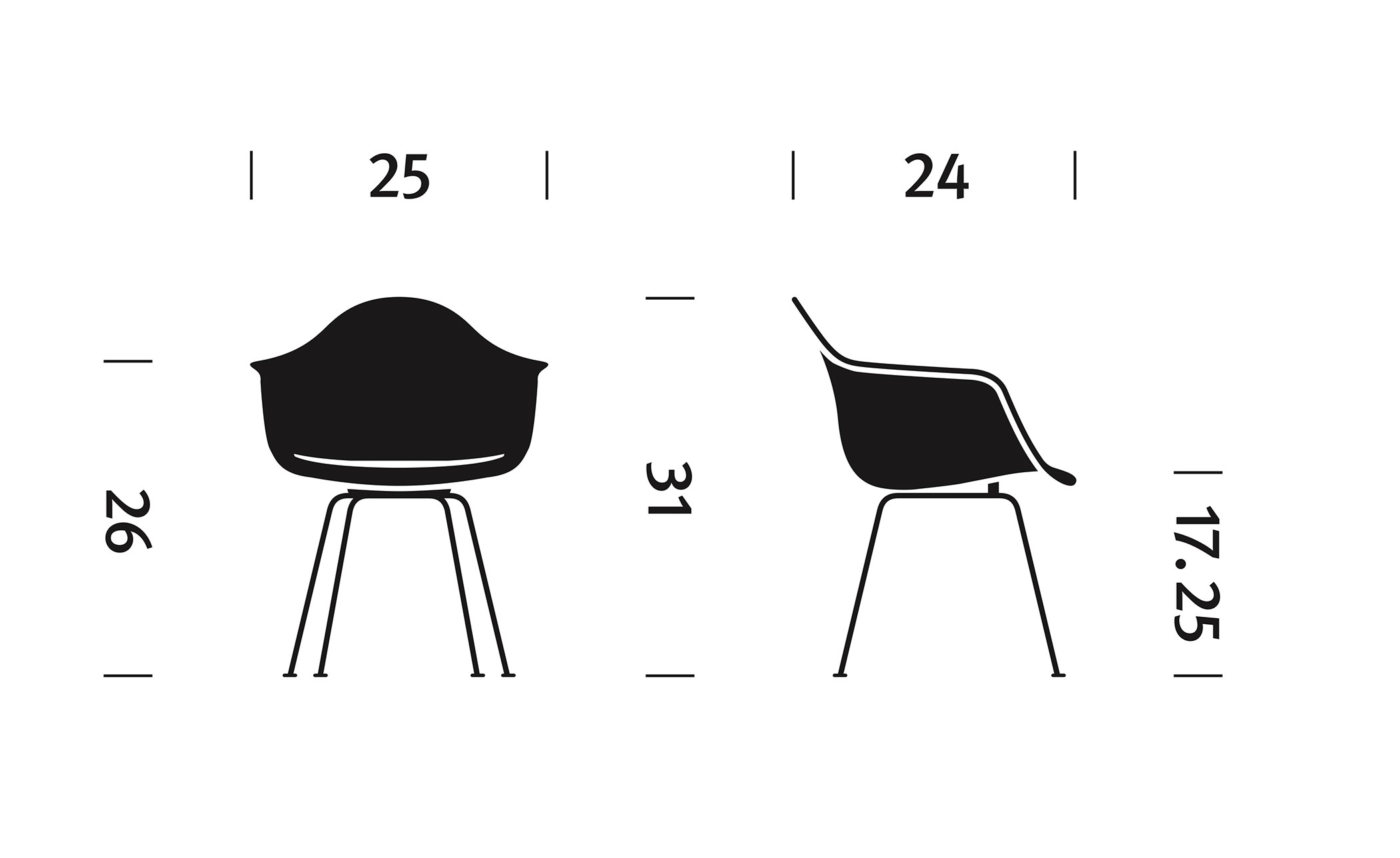 eames&reg; upholstered armchair with 4 leg base