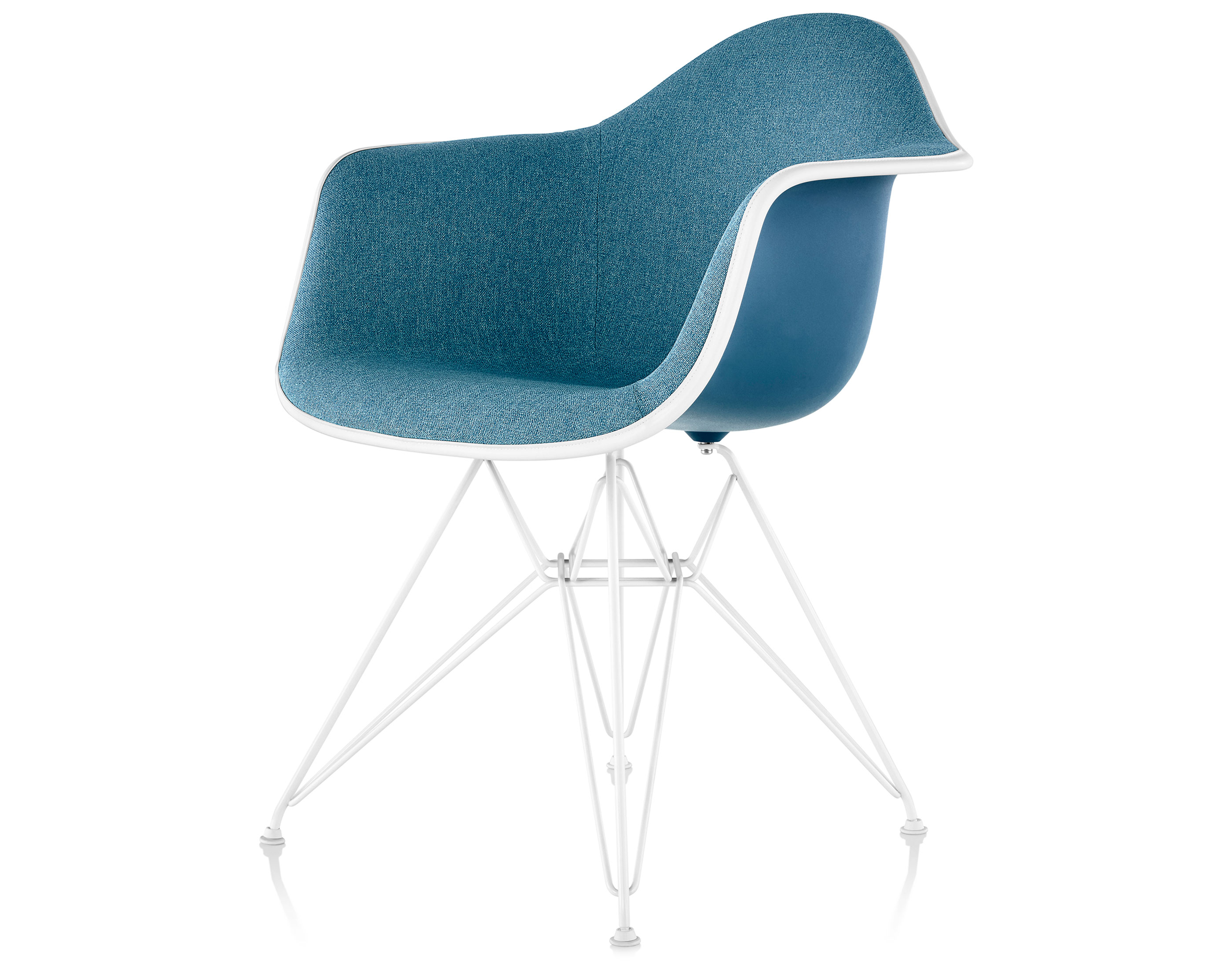 eames upholstered armchair with wire base