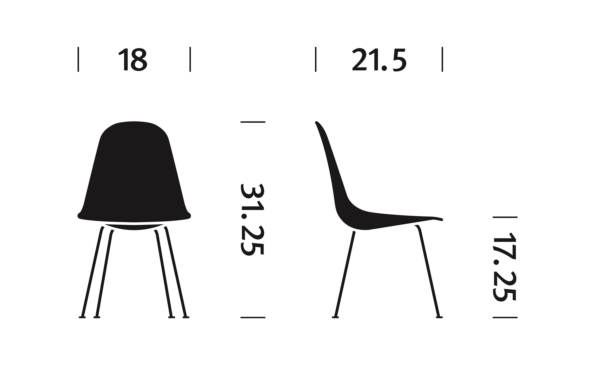 eames&reg; molded fiberglass side chair with 4 leg base