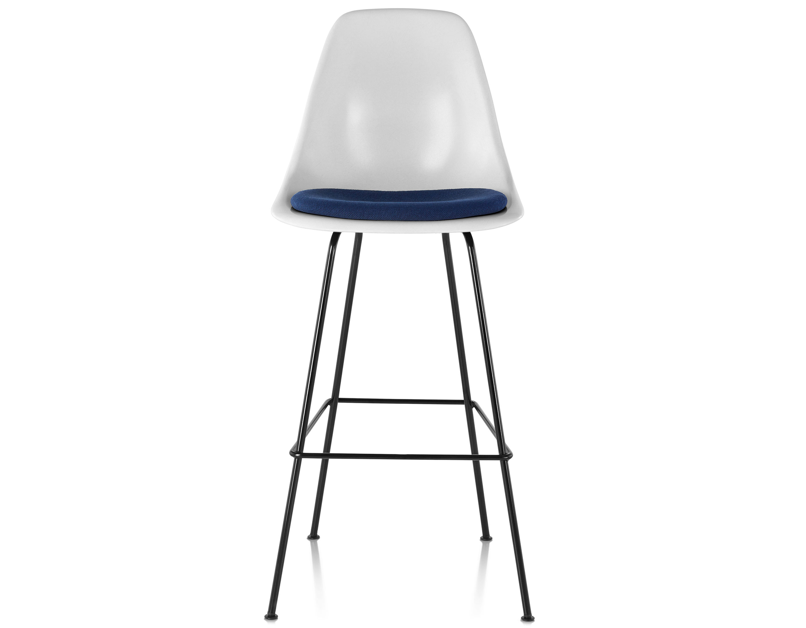 eames molded fiberglass stool with seat pad