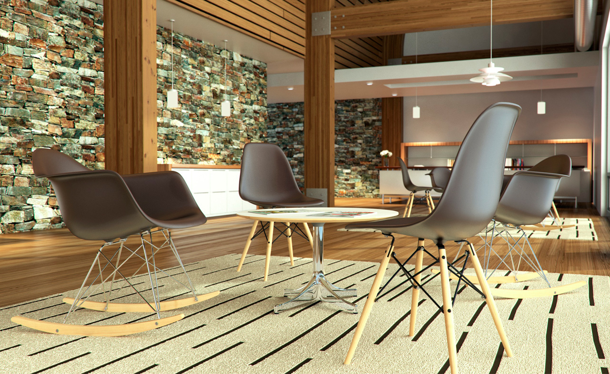 eames® molded plastic armchair with rocker base