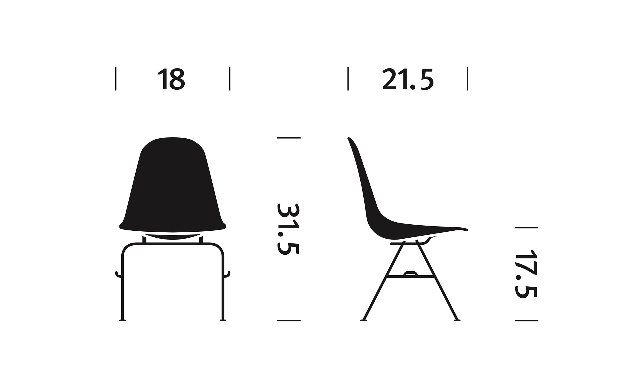 eames&reg; molded plastic side chair with stacking base