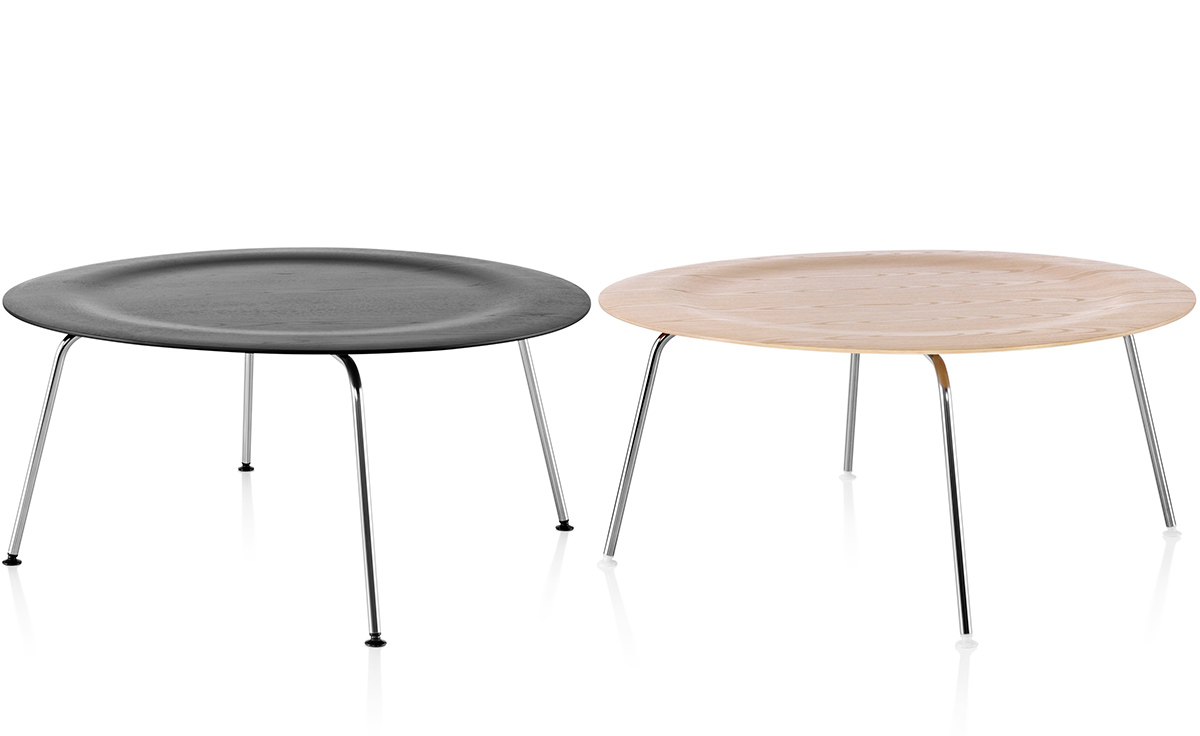 eames® molded plywood coffee table with metal base