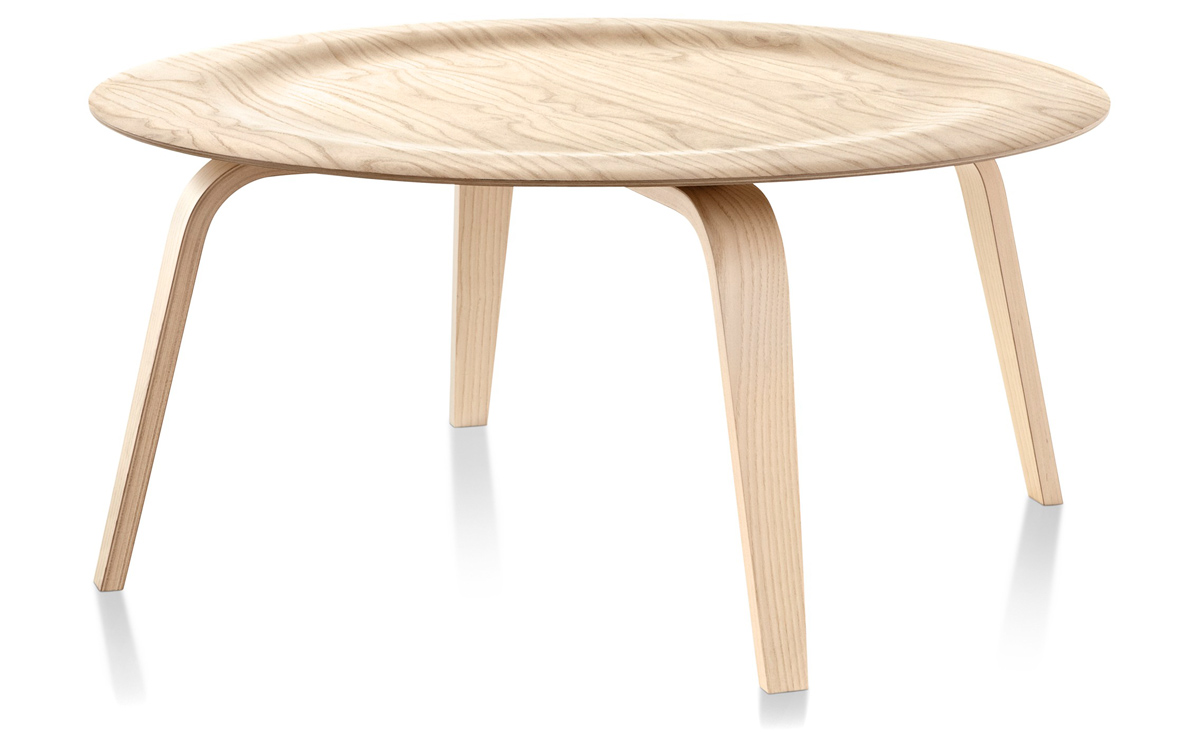 eames® molded plywood coffee table with wood base