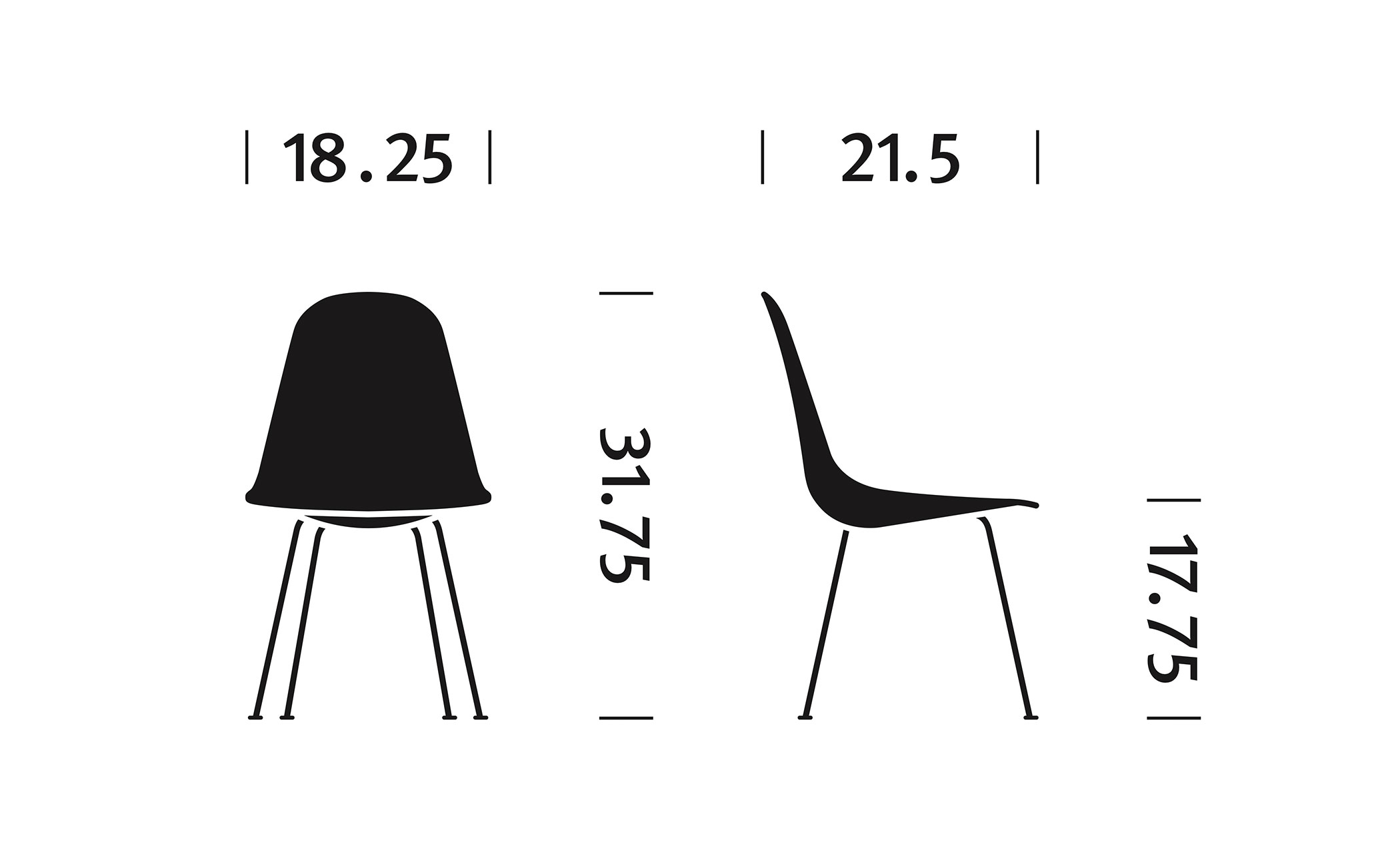 eames&reg; upholstered side chair with 4 leg base