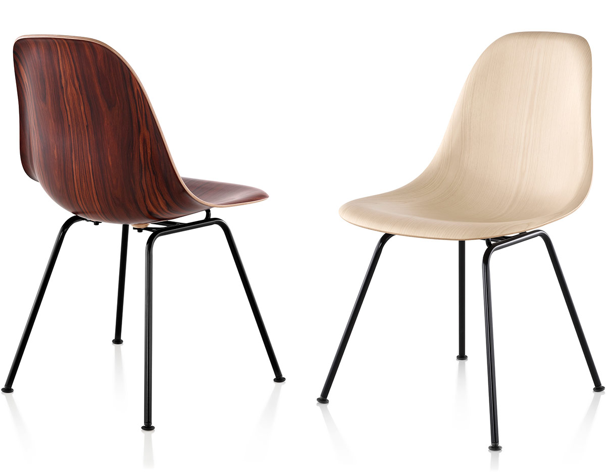 eames® molded wood side chair with 4 leg base