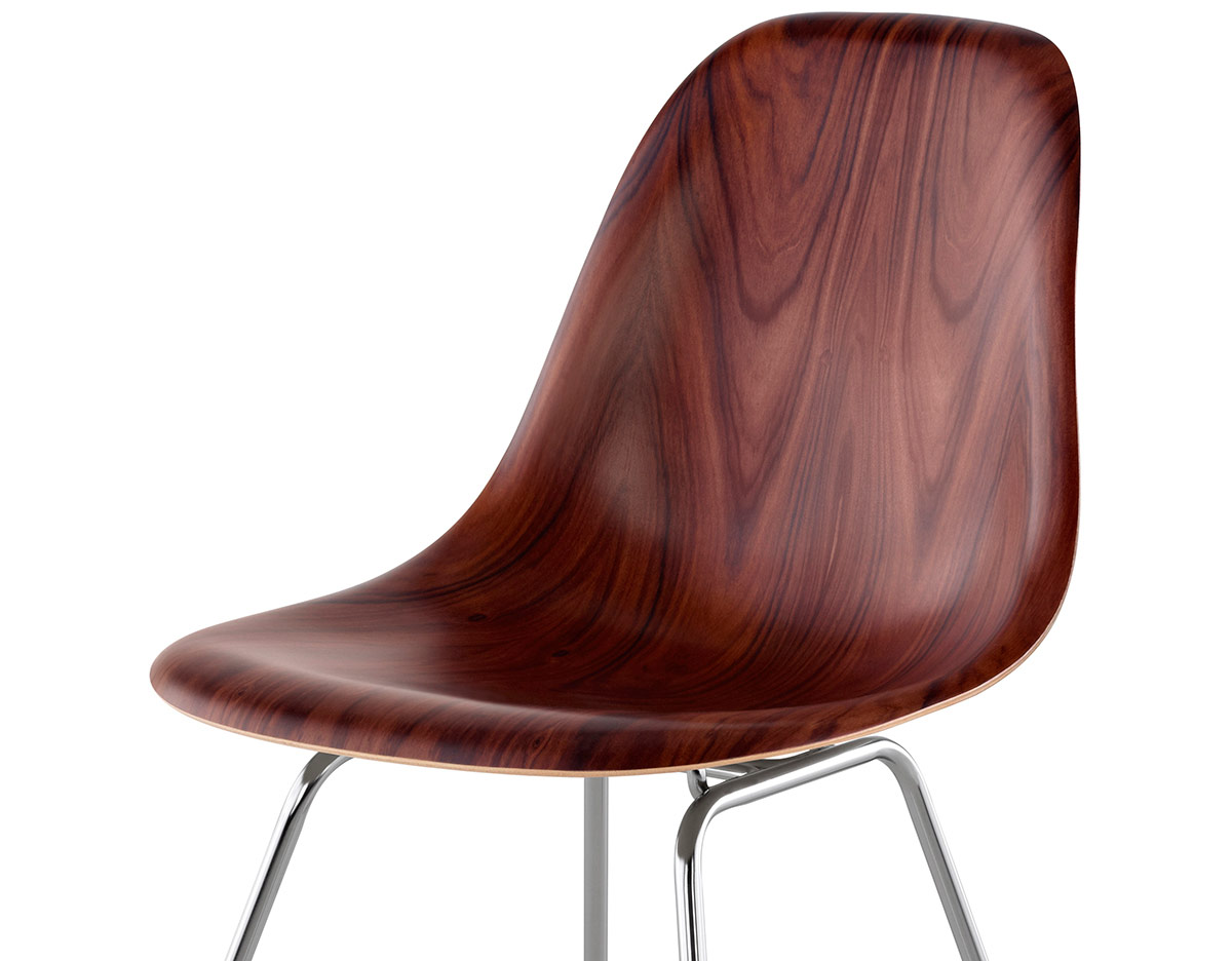 eames® molded wood side chair with 4 leg base