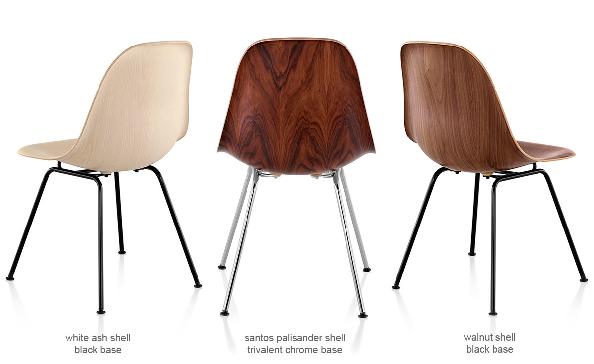 eames® molded wood side chair with 4 leg base